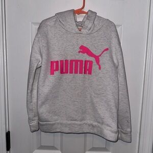 Puma Kids Gray Hoodie with Pink Logo